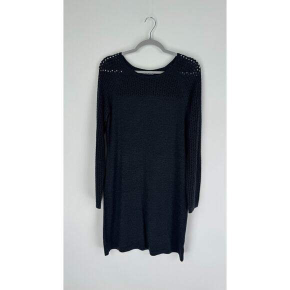 Cynthia Rowley Womens Sweater Dress Merino Wool Open Knit Sleeves Size M Grey - Picture 5 of 11